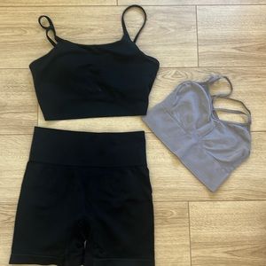 Sports bra and biker shorts